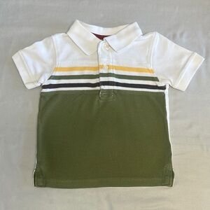 Gymboree White and Green Polo Shirt with Sporty Stripes